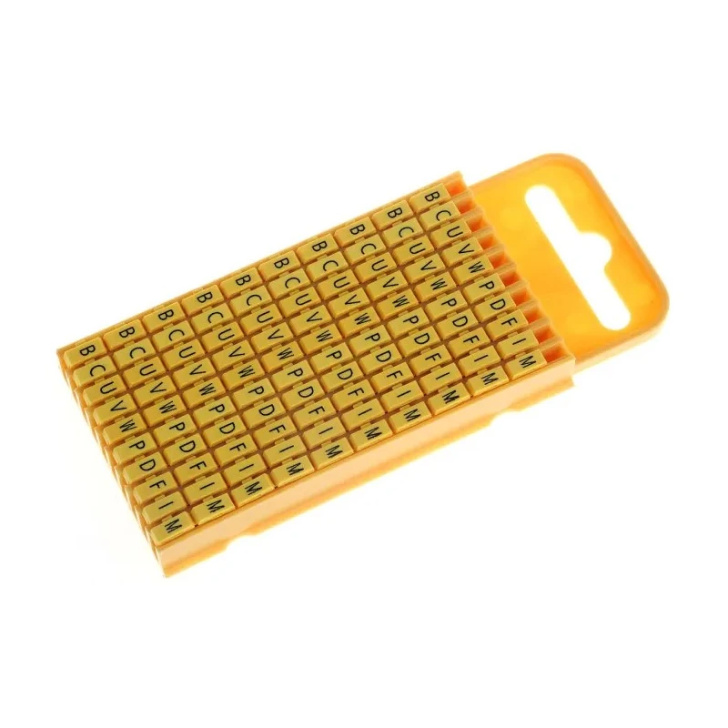 HellermannTyton Black Pre-Printed Snap-On Cable Marker for 4.3 to 5.3 mm Cable Diameter, Yellow Polyamide, Length 3 mm WIC3