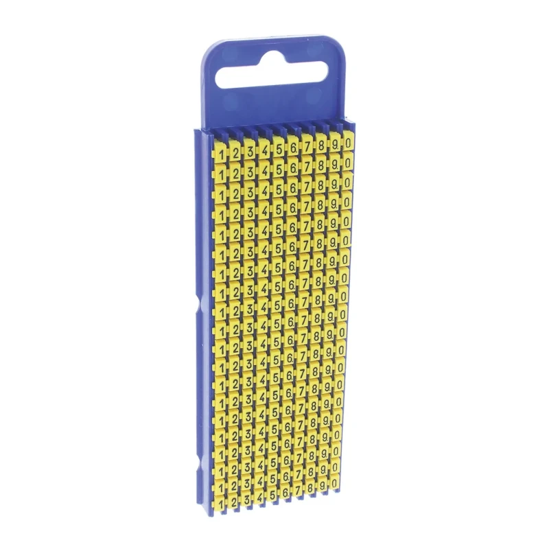 HellermannTyton Snap-On Polyamide Cable Marker, Pre-Printed Black Legend 0-9, Yellow Marker, 5.6mm Width, Fits 2.8mm to WIC2