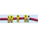 HellermannTyton Snap-On Polyamide Cable Marker, Pre-Printed Black Legend 0-9, Yellow Marker, 5.6mm Width, Fits 2.8mm to WIC2