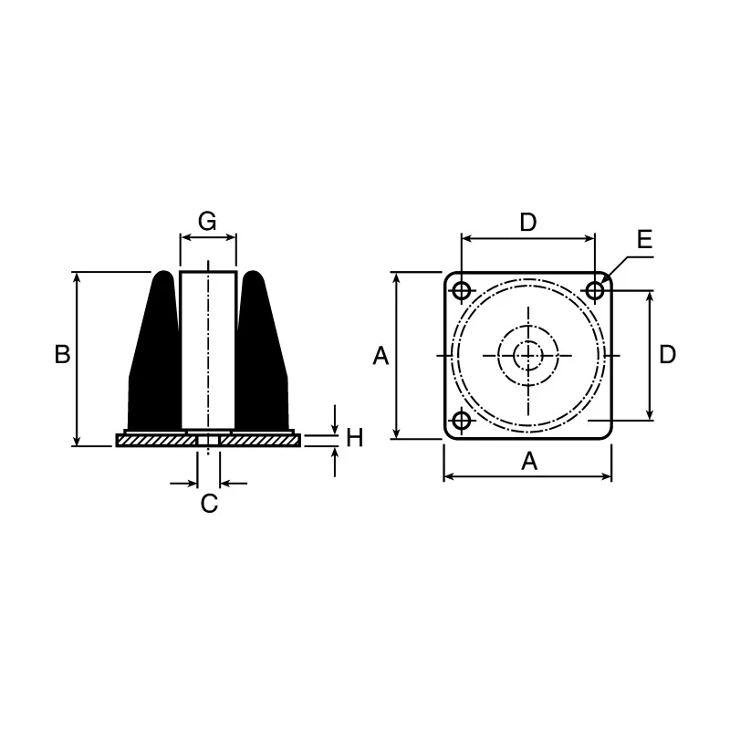 Paulstra Hutchinson Anti-Vibration Mount Bump Stop 85 mm Height 51408560
