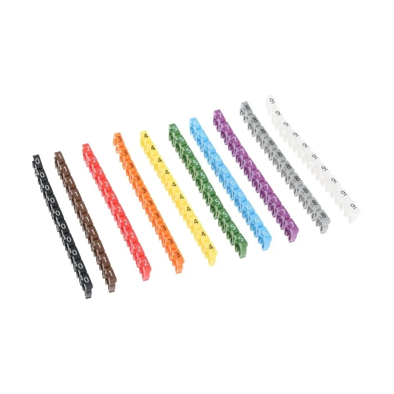 HellermannTyton Snap-On Pre-Printed Cable Marker for 4.3-5.3 mm Diameter Cables, Polyamide, Multicolour, 3 mm Length WIC3