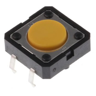 Omron Yellow Tactile Switch Plunger 0.8 mm SPST 50mA 24 V DC Through Hole B3F-4005