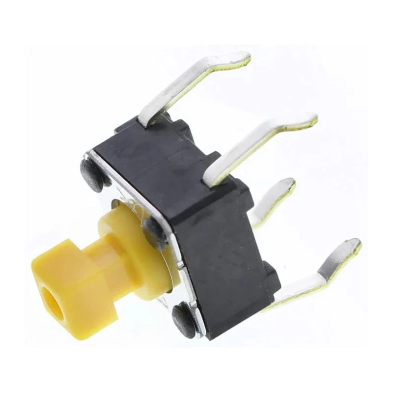 Omron IP00 Yellow Tactile Switch Plunger 3 mm SPST 50mA 24 V dc Through Hole B3F-1052