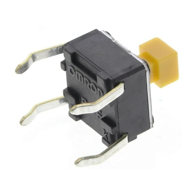 Omron IP00 Yellow Tactile Switch Plunger 3 mm SPST 50mA 24 V dc Through Hole B3F-1052