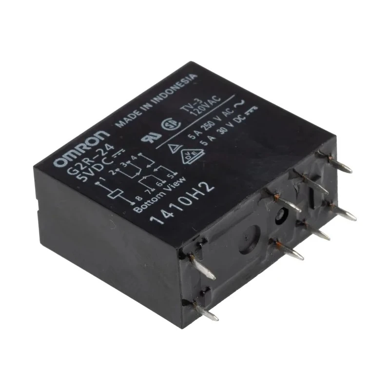 Omron PCB Power Relay, 5V DC Coil Voltage, 4A Switching Current, DPDT Contact Configuration, Series G2R G2R-24 DC5