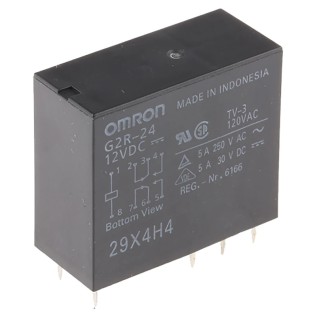 Omron PCB Power Relay 12V DC Coil 4A Switching Current DPDT G2R-24 DC12