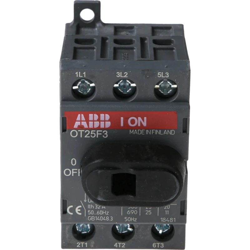 ABB 3-Pole DIN Rail Non-Fused Isolator Switch 25A 560kW IP20 OT25F3 1SCA104857R1001
