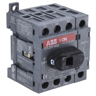 ABB 4-Pole Base Isolator Switch IP20, 25A, 560 kW OT25F4N2 1SCA104886R1001