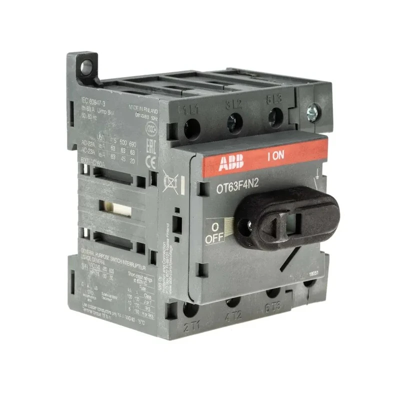 ABB 4-Pole DIN Rail Non-Fused Isolator Switch, IP20, 63A, 560kW, Screw Terminal, 3 Phase OT63F4N2 1SCA105365R1001
