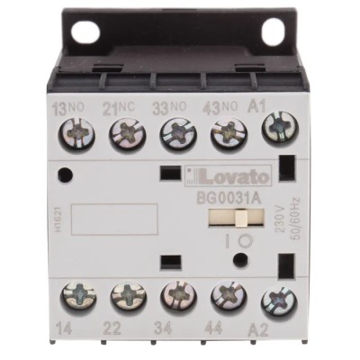 Lovato Electric BG Contactor Relay 230V ac Coil, 4-Pole, 10 A, 3 NO/1 NC, 690V ac 11BG0031A230