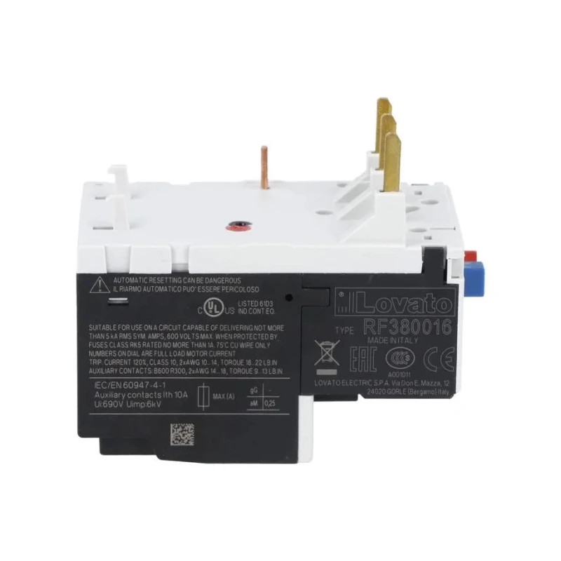 Lovato Electric Thermal Overload Relay Direct Mount 3P NO/NC 2.5-4A FLC 4A Contact Rating RF38