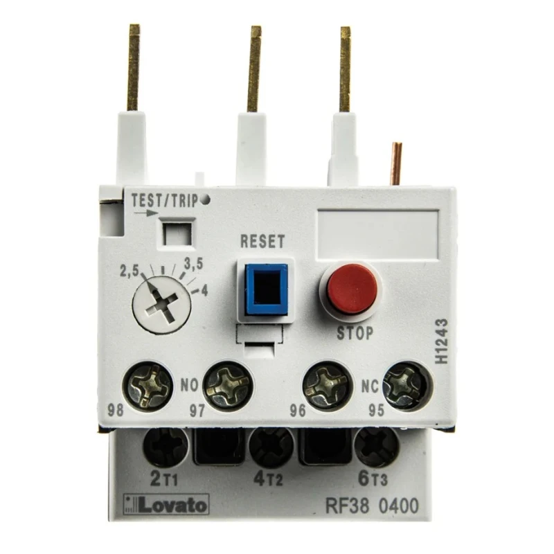 Lovato Electric Thermal Overload Relay Direct Mount 3P NO/NC 2.5-4A FLC 4A Contact Rating RF38