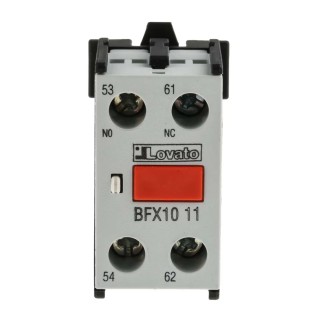 Lovato Electric Auxiliary Contact Block, 2 Contact, 1 NO/1 NC, Snap-On Mount, 10 A, 690 V, BFX1011