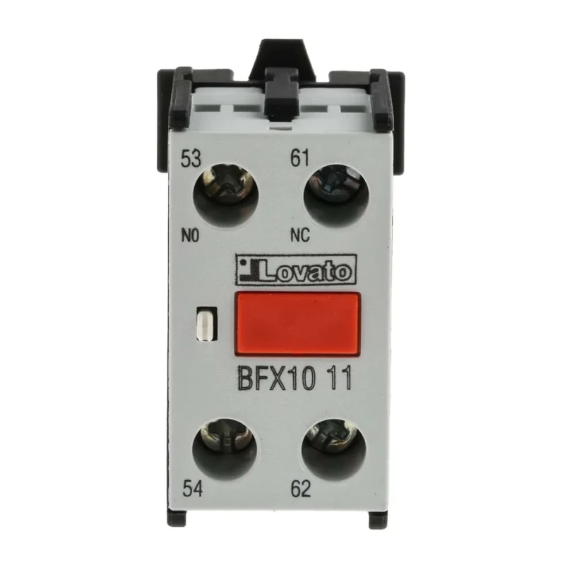 Lovato Electric Auxiliary Contact Block, 2 Contact, 1 NO/1 NC, Snap-On Mount, 10 A, 690 V, BFX1011