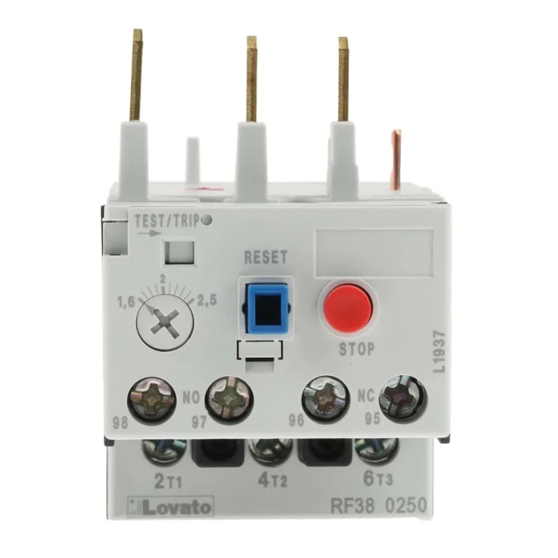 Lovato Electric Thermal Overload Relay RF38, NO/NC, 1.6 to 2.5 A FLC, 2.5 A Contact Rating, 690V AC, 3 Pole 