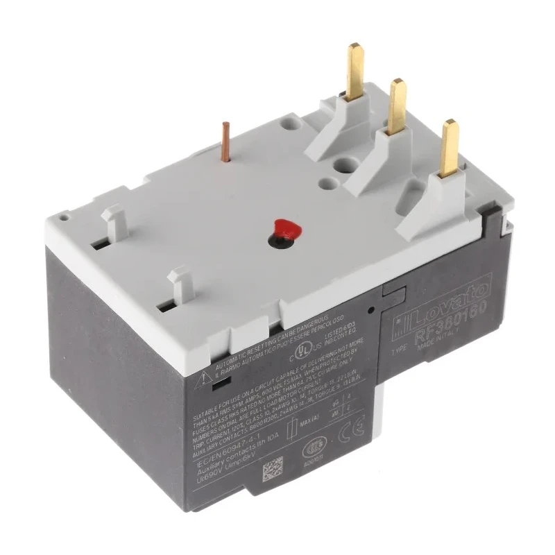 Lovato Electric Thermal Overload Relay 3P NO/NC, 1A-1.6A Adjustable, 1.6A Contact Rating, IP20, RF38