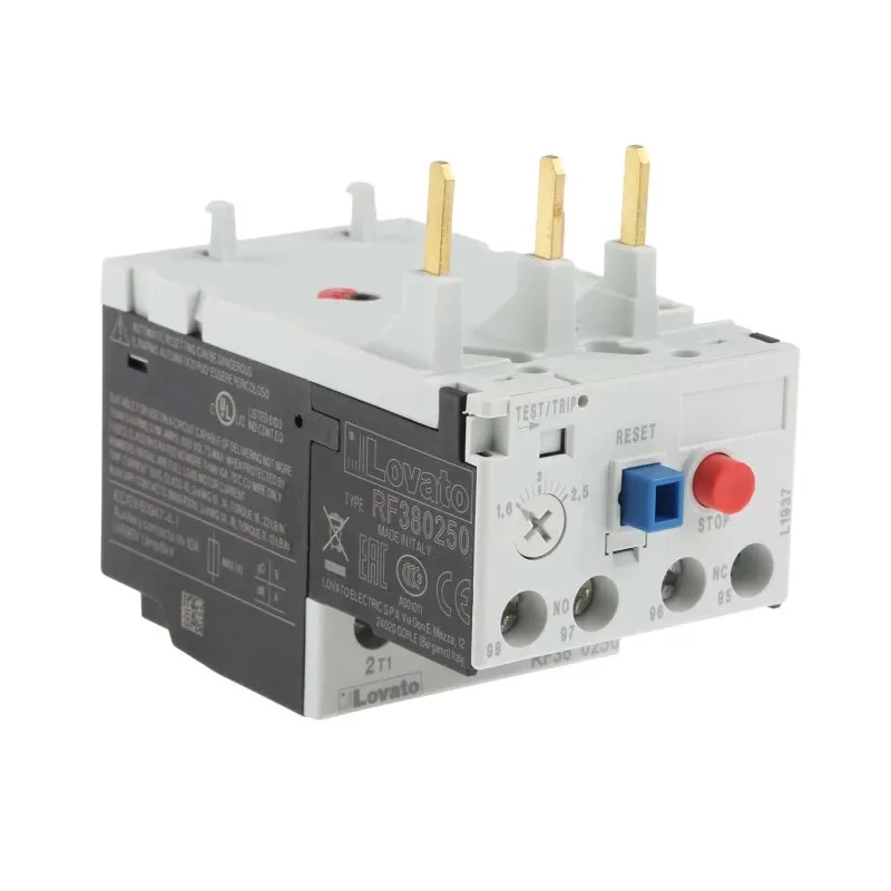 Lovato Electric Thermal Overload Relay RF38, NO/NC, 1.6 to 2.5 A FLC, 2.5 A Contact Rating, 690V AC, 3 Pole 