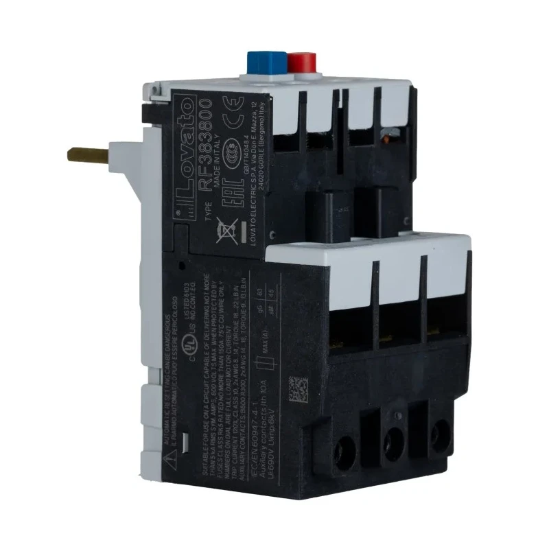 Lovato Electric Thermal Overload Relay 3-Pole, NO/NC, 32-38A FLC Motor Rating, 38A Contact Rating, IP20, 690V, RF38 