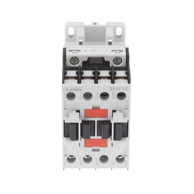 Lovato Electric BF Contactor 24V DC Coil, 3-Pole, 9A, 4.2kW, 3 NO Auxiliary Contacts, 440V AC BF0910D024