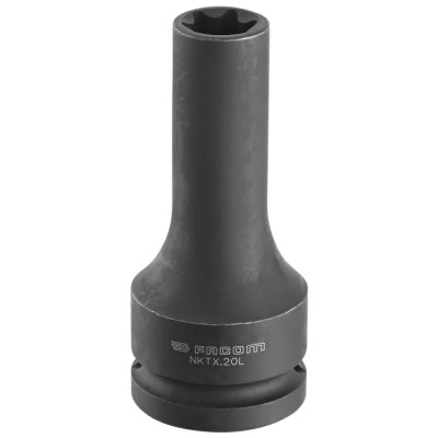 Facom Deep Impact Socket Torx E24, Chrome Molybdenum Steel, 3/4 in Drive, 100mm Length NKTX.24L