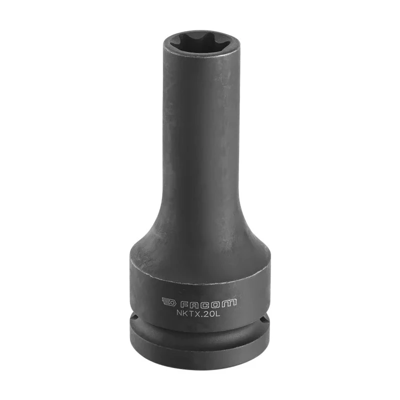 Facom Deep Impact Socket Torx E24, Chrome Molybdenum Steel, 3/4 in Drive, 100mm Length NKTX.24L
