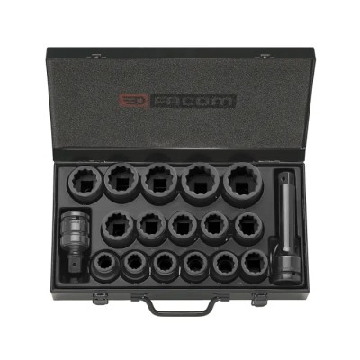 Facom 16-Piece 3/4 in Standard Impact Socket Set Chrome Molybdenum Steel Manganese Phosphate Finish NKD.500