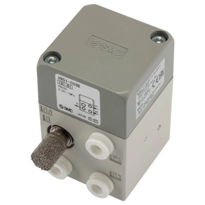 SMC Push Button Pneumatic Manual Control Valve Series 5 mm, III B, Die Cast Aluminium Body, 3-Port, 1 Mpa Operating VR51