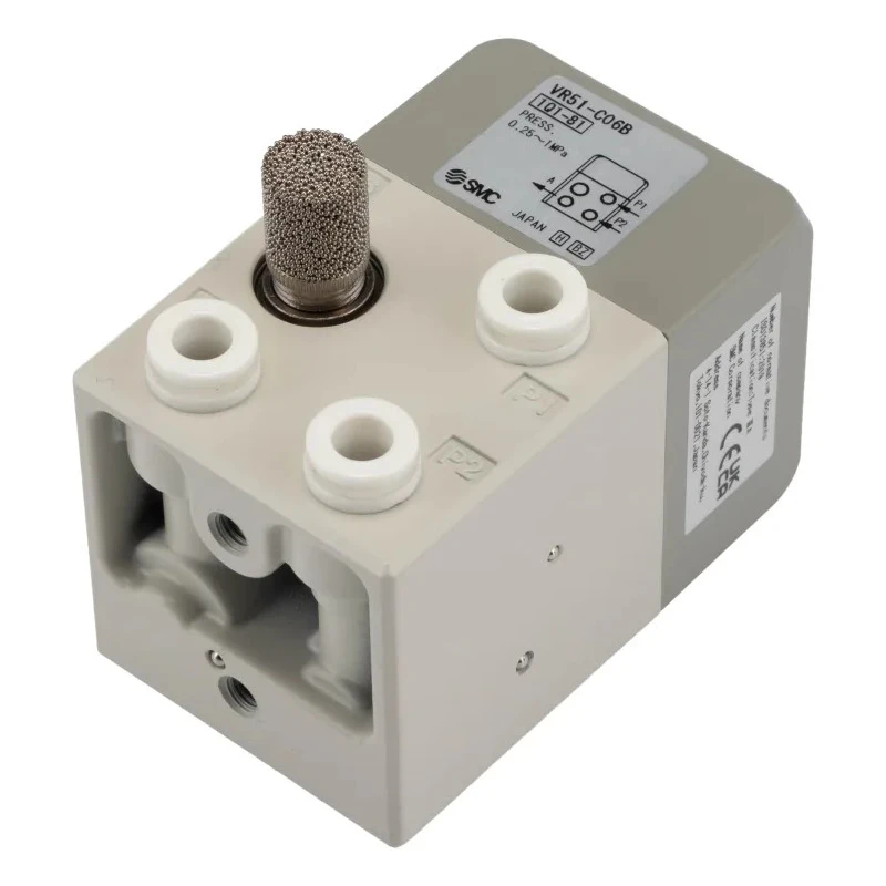SMC Push Button Pneumatic Manual Control Valve Series 5 mm, III B, Die Cast Aluminium Body, 3-Port, 1 Mpa Operating VR51