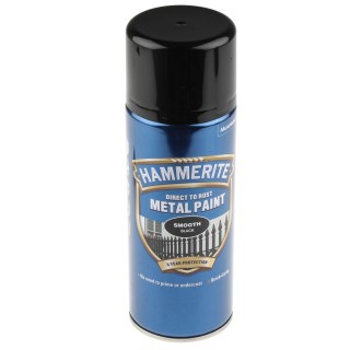 Hammerite 400 ml Black Smooth Spray Paint Direct To Rust Metal Paint Smooth Aerosol 5092965