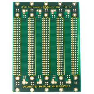 RS PRO 96 Way Backplane Epoxy Glass Fabric Laminate 2 Sides 18.8 HP Horizontal Pitch 20.32 mm Connector Pitch 110-2545