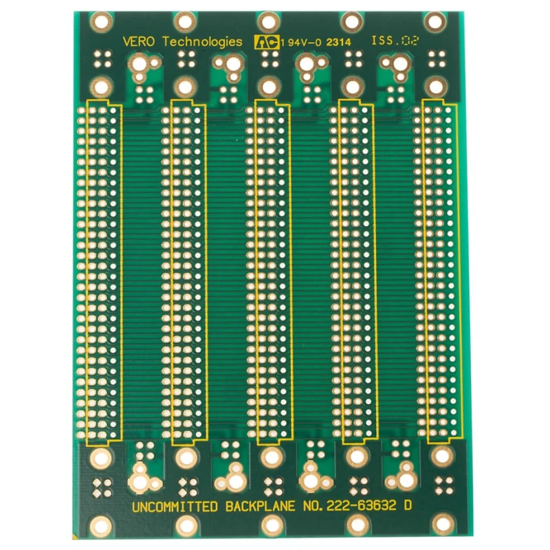 RS PRO 96 Way Backplane Epoxy Glass Fabric Laminate 2 Sides 18.8 HP Horizontal Pitch 20.32 mm Connector Pitch 110-2545