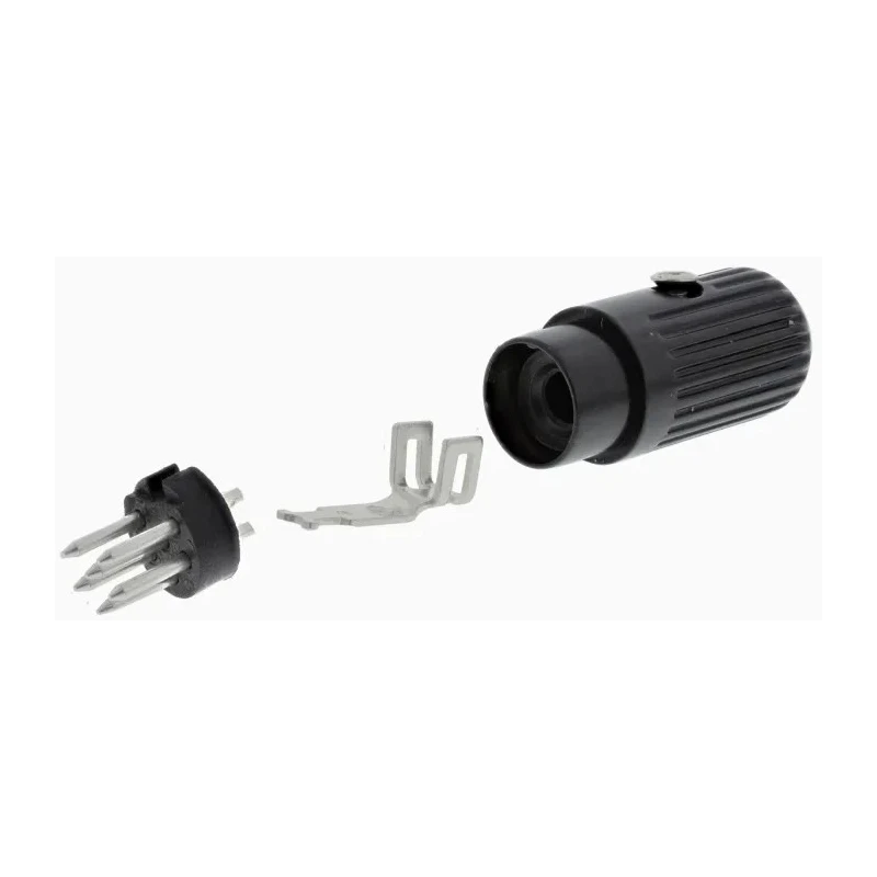 RS PRO 6 Pole Straight Standard DIN Plug Zinc Alloy Housing Brass Contacts Silver Plated 2A 34V AC/DC 110-2848