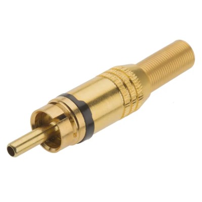 RS PRO Gold Black Straight Cable RCA Plug, Gold Plated Contacts, 50V, 5A Current 110-3784
