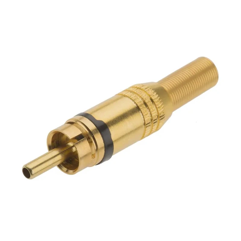 RS PRO Gold Black Straight Cable RCA Plug, Gold Plated Contacts, 50V, 5A Current 110-3784