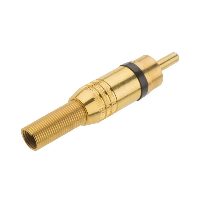 RS PRO Gold Black Straight Cable RCA Plug, Gold Plated Contacts, 50V, 5A Current 110-3784