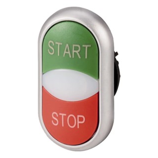 Eaton RMQ Titan M22 Series Green, Red Momentary Push Button Switch, 22 mm Cutout, IP66 216702 M22-DDL-GR-GB1/GB0