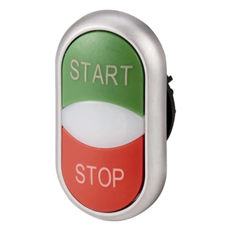 Eaton RMQ Titan M22 Series Green, Red Momentary Push Button Switch, 22 mm Cutout, IP66 216702 M22-DDL-GR-GB1/GB0