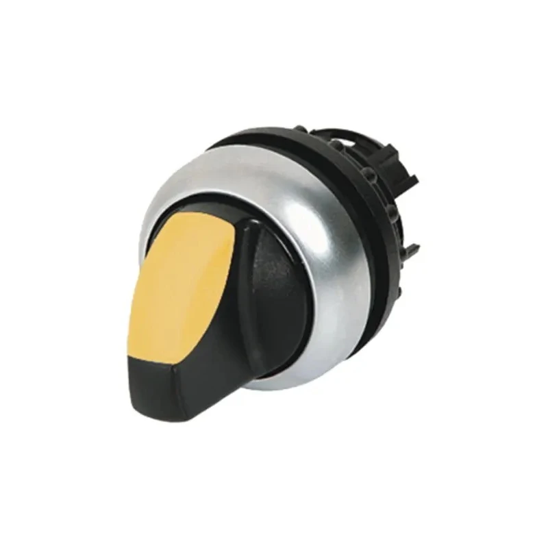 Eaton M22 Series 2 Position Illuminated Selector Switch Head, 23 mm Cutout, Yellow Handle, IP66 216829 M22-WRLK-Y