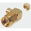 Radiall SMA-COM Series Coaxial Connector Cable Male SMA, 50 Ω, Right Angle Body Solder R124154003W
