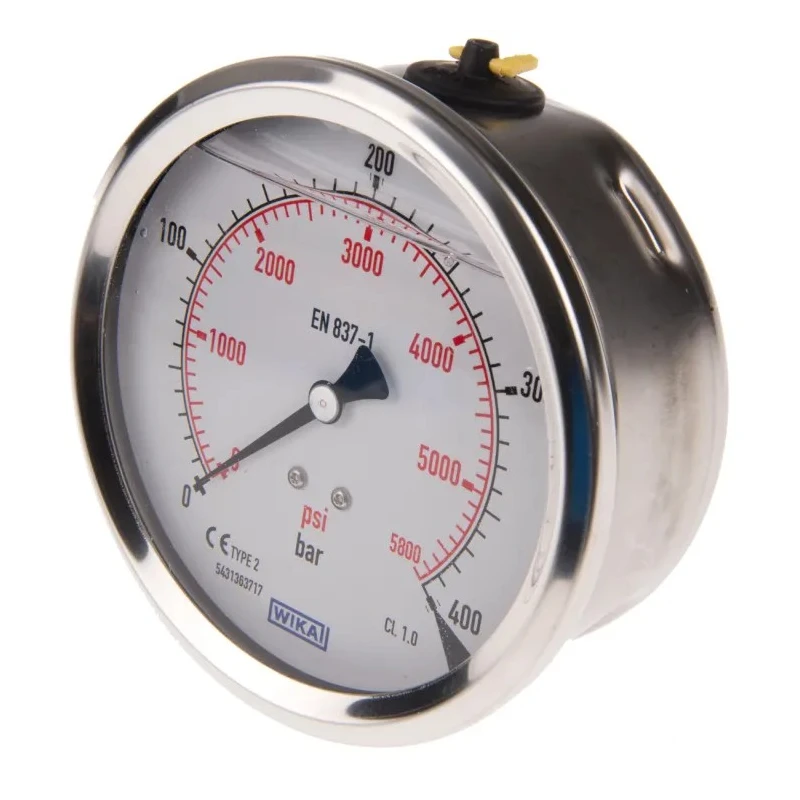 WIKA 100 mm 1/2 in Threaded Stainless Steel Case Pressure Gauge 400 bar 7656102