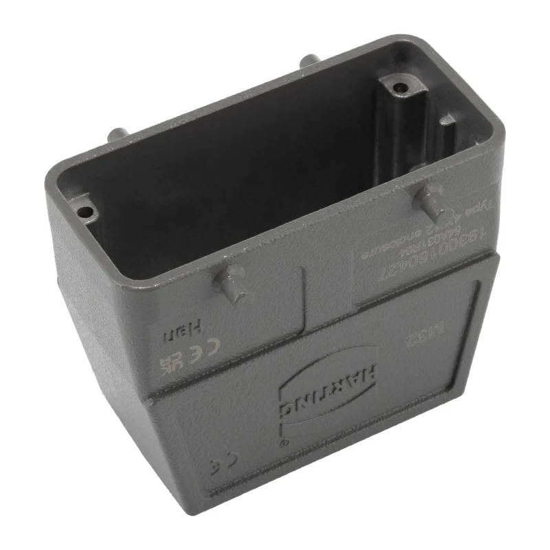 HARTING Han B Range Heavy Duty Power Connector Hood, Die Cast Aluminium Body, Top Cable Entry, 2 Lever Locking 19300160427
