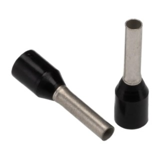 Weidmüller Insulated Crimp Bootlace Ferrule Black Polypropylene Insulation 8 mm Pin Length 1.7 mm Pin Diameter 16 9019120000