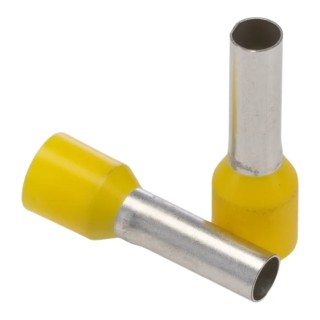 Weidmüller Insulated Crimp Bootlace Ferrule, 12 mm Pin Length, 3.5 mm Pin Diameter, Yellow for 10 AWG Wire Size 9019220000