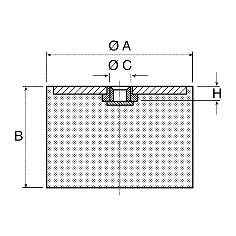 Paulstra Hutchinson Cylindrically Shaped M6 Female Buffer Foot Anti-Vibration Mount, 55 daN Compression Load, 25.5 mm 511162