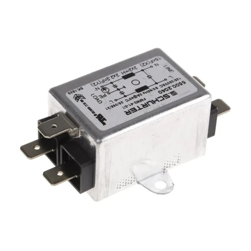 Schurter Panel Mount RFI Filter 3 A 250V AC 60Hz Solder Tab 1 Phase FMW2