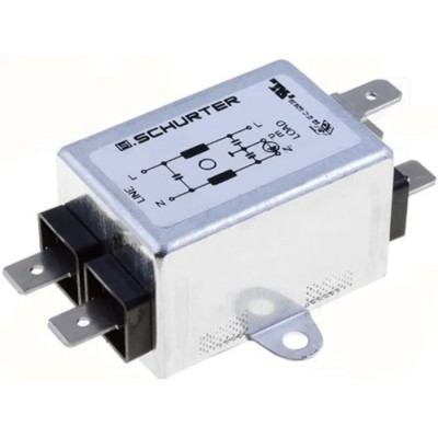Schurter Panel Mount RFI Filter 1 A 250V AC 60Hz Solder Tab 1 Phase FMW2