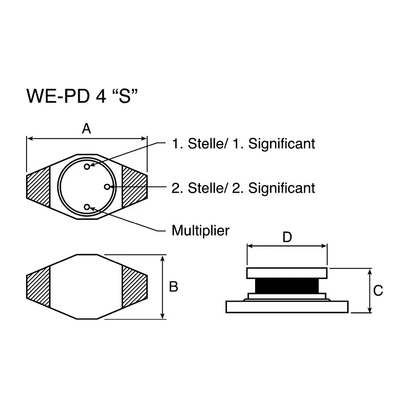 Wurth Elektronik Wirewound Surface Mount Inductor 3.3 μH ±20 % 2 A Idc Ferrite Core 6.6mm Length 74455033