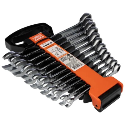 Bahco 12-Piece Ratchet Spanner Set 8 To 19 mm Alloy Steel, Matt Finish 1RM/SH12