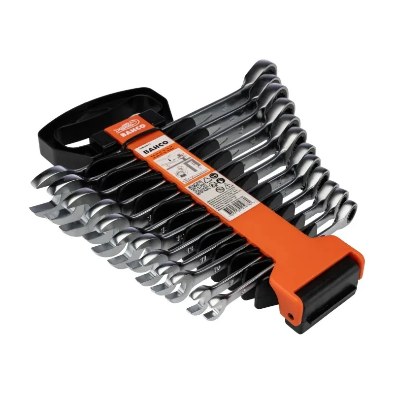 Bahco 12-Piece Ratchet Spanner Set 8 To 19 mm Alloy Steel, Matt Finish 1RM/SH12