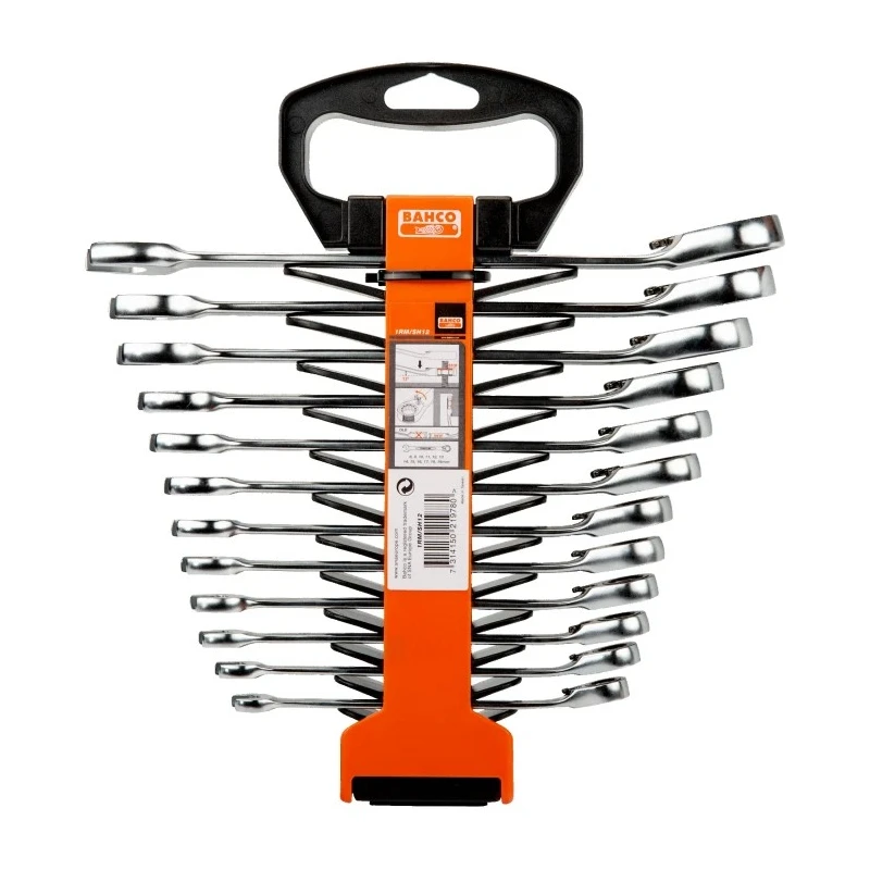 Bahco 12-Piece Ratchet Spanner Set 8 To 19 mm Alloy Steel, Matt Finish 1RM/SH12
